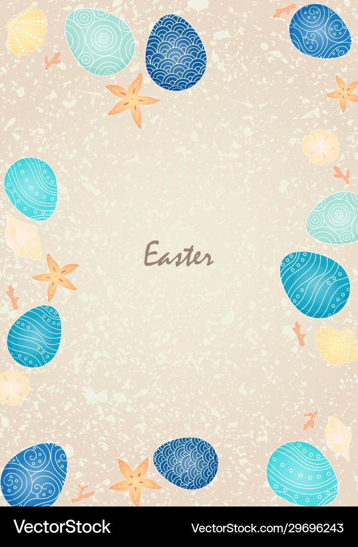 Easter egg with marine life frame on abstract sand