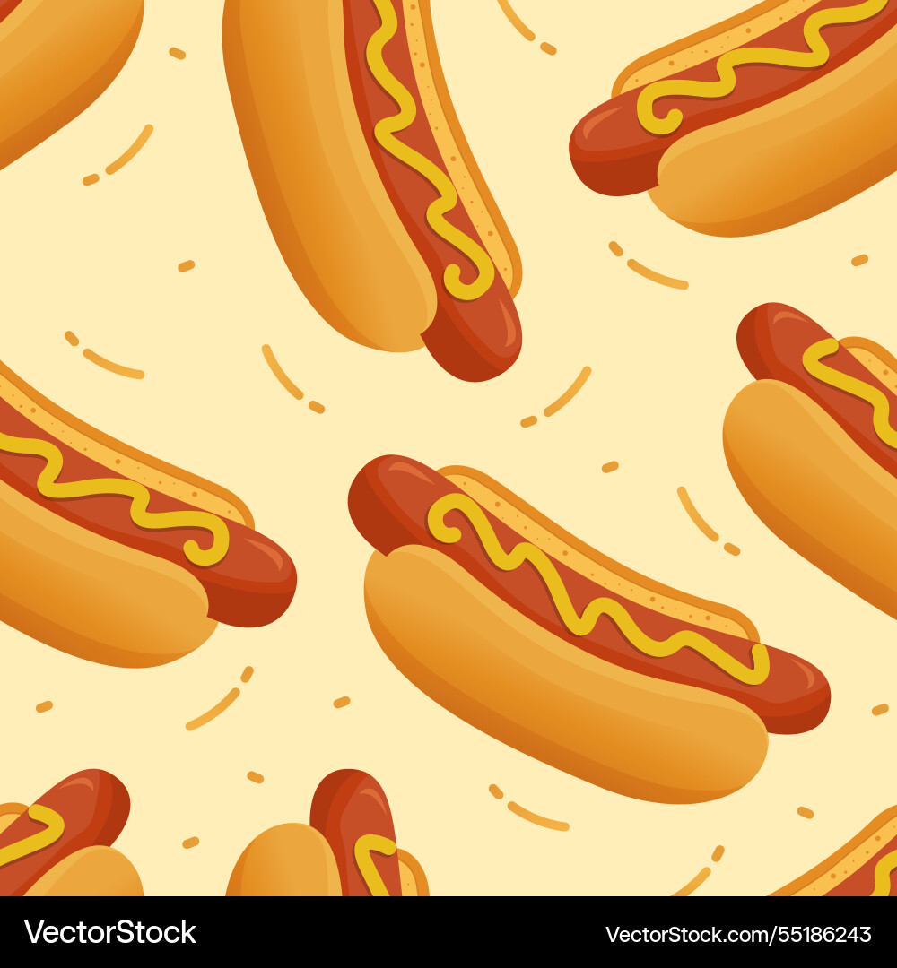 Hot dog seamless pattern background Hot dog seamless pattern background vector image