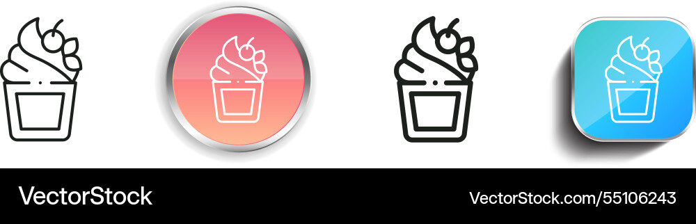 Ice cream icon thin linear regular and button Vector Image