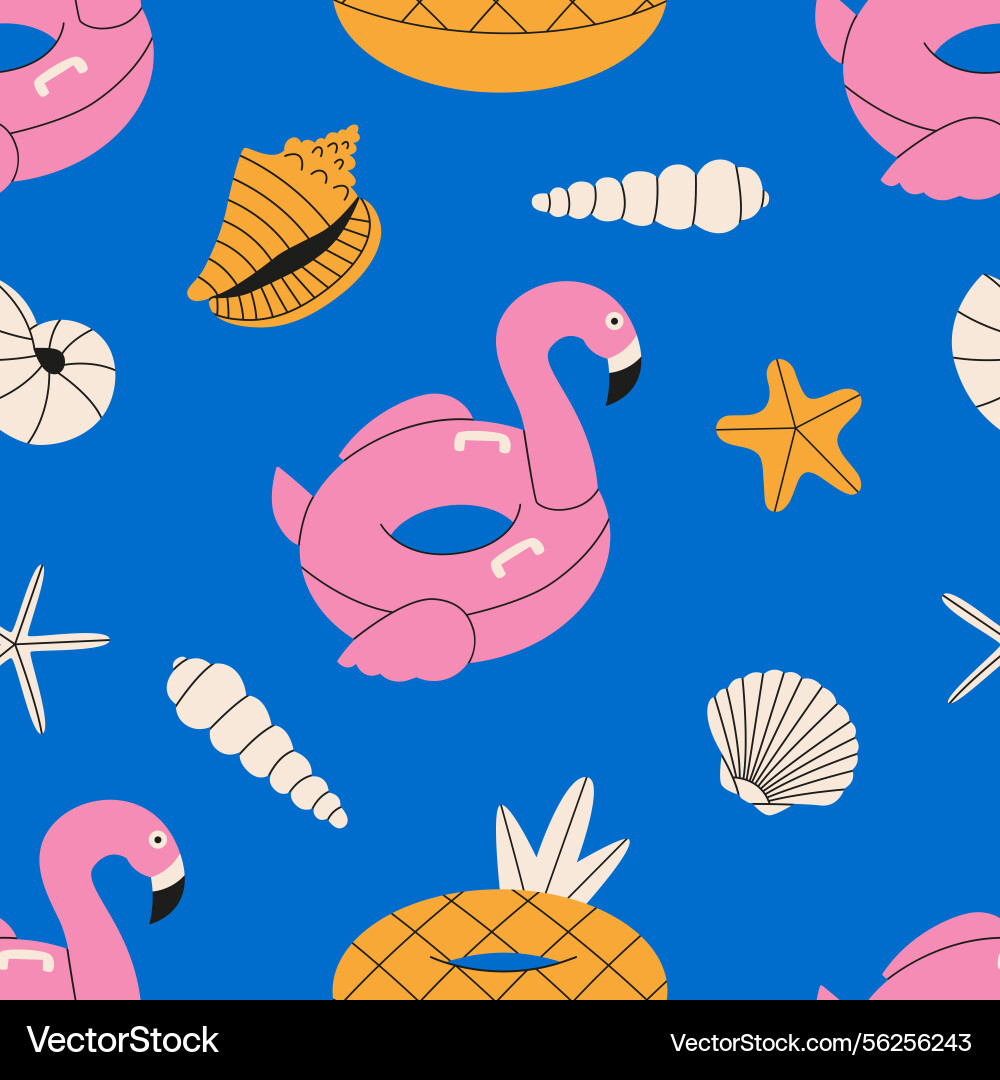 Inflatable rings and shells pattern Inflatable rings and shells pattern vector image