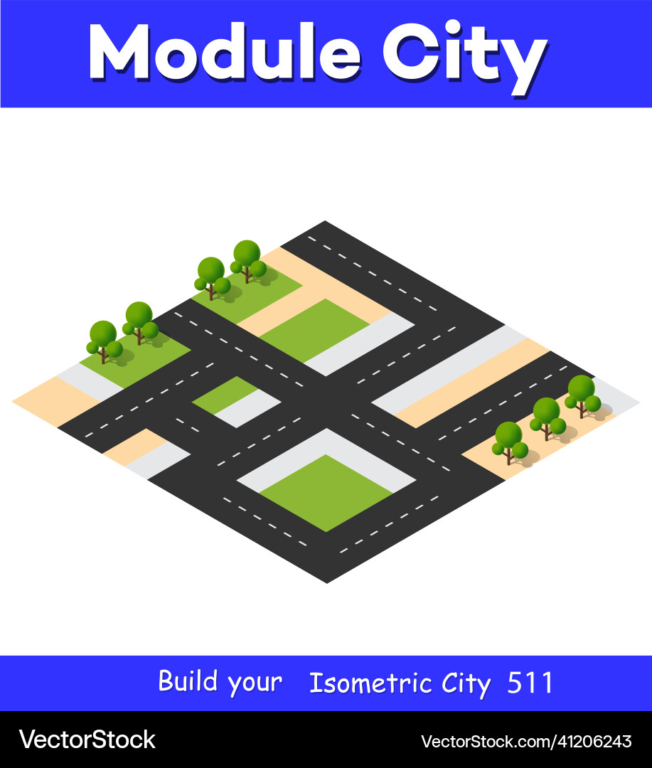 Isometric 3d block module of the district part Isometric 3d block module of the district part vector image