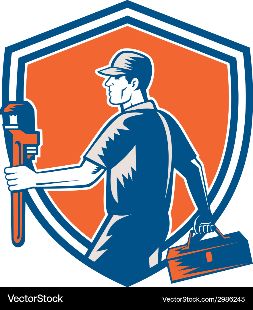 Plumber with Toolbox and Wrench Vector Image