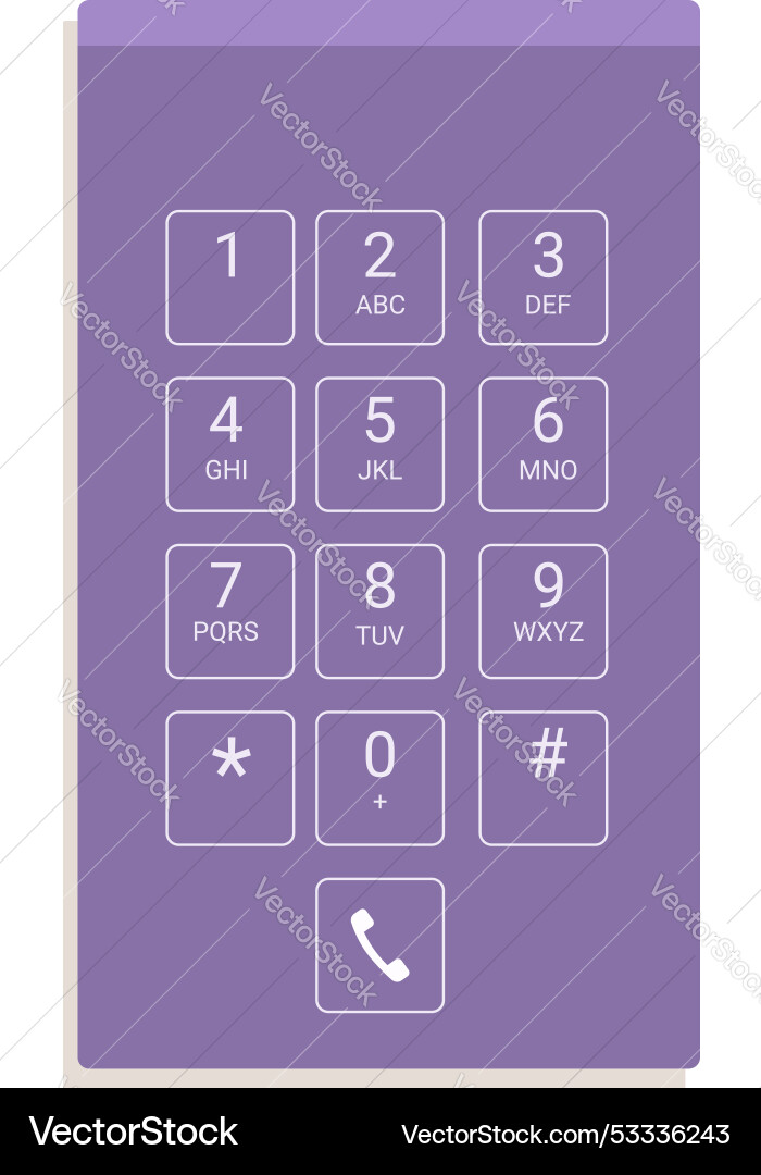 Purple smartphone showing number keypad Purple smartphone showing number keypad vector image
