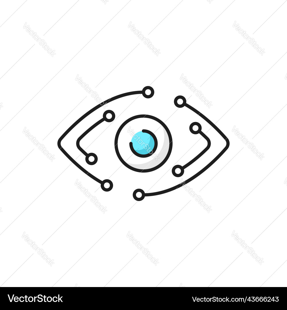 Robot eye and computer tracks outline icon Robot eye and computer tracks outline icon vector image