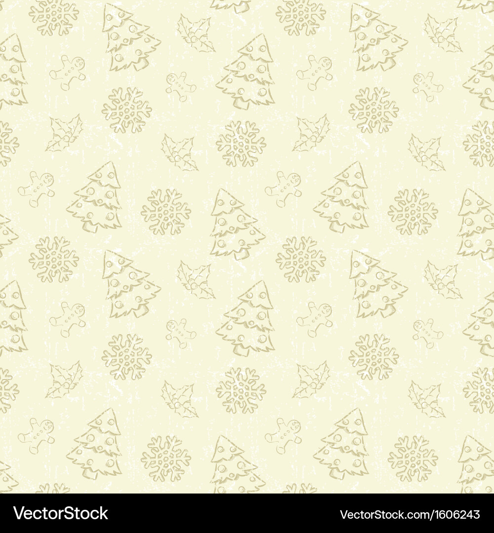 Seamless christmas pattern with tree and snowflake vector image