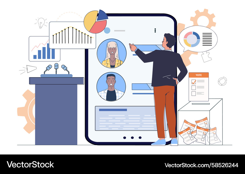 Digital Voting Interface Scene Vector Image