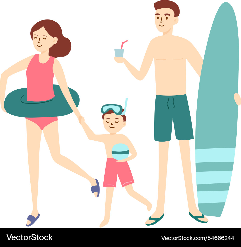 Happy family mother father and son are walking Happy family mother father and son are walking vector image