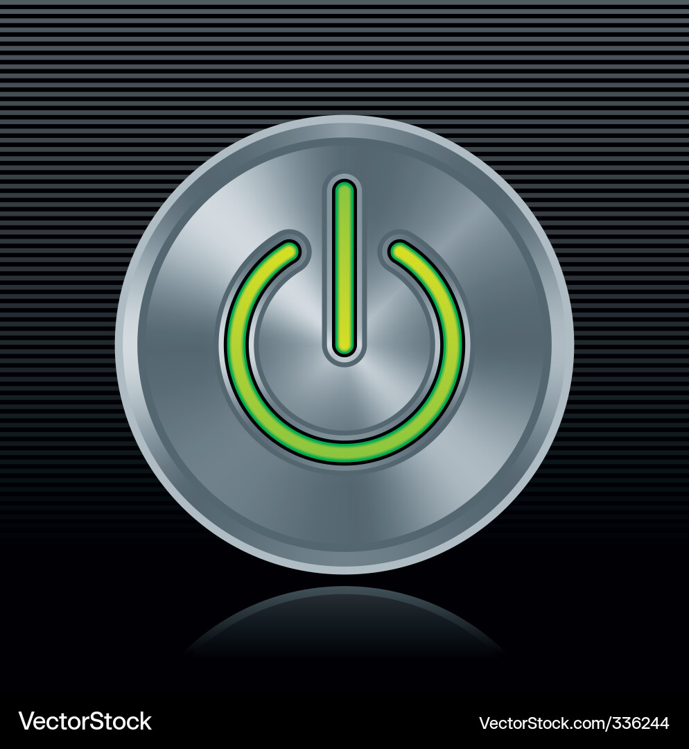 Metal Start Button with Green Light vector image