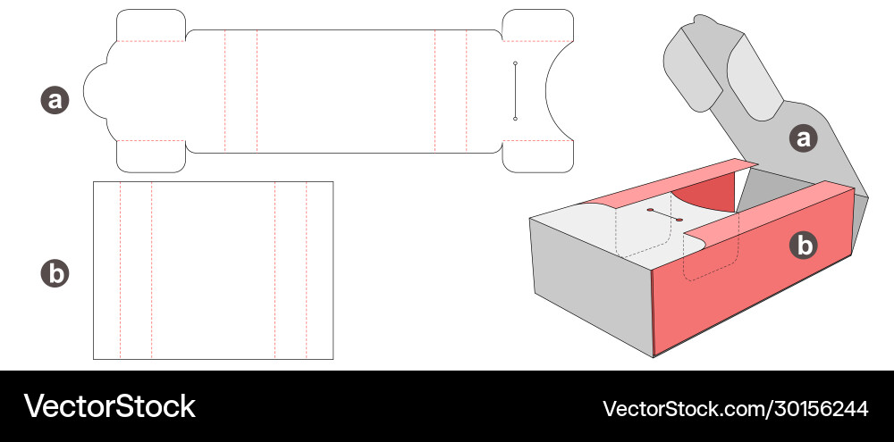 Packaging box with cover and divider die cut Packaging box with cover and divider die cut vector image