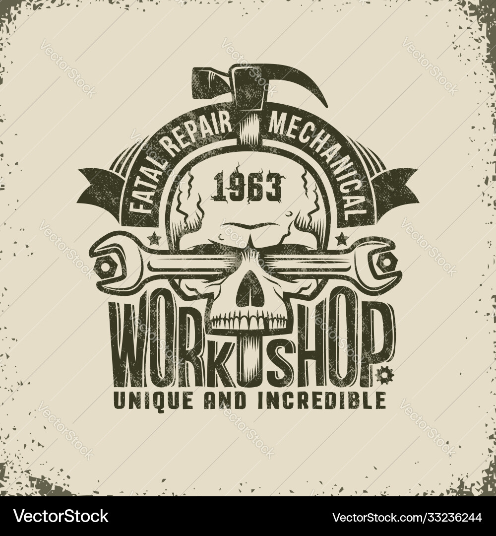 Retro Repair Workshop Logo Vector Image