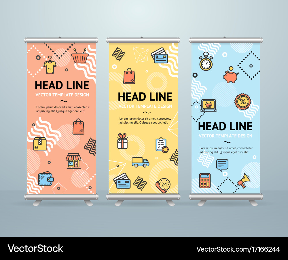 Roll up banner stand design template Vector Image
