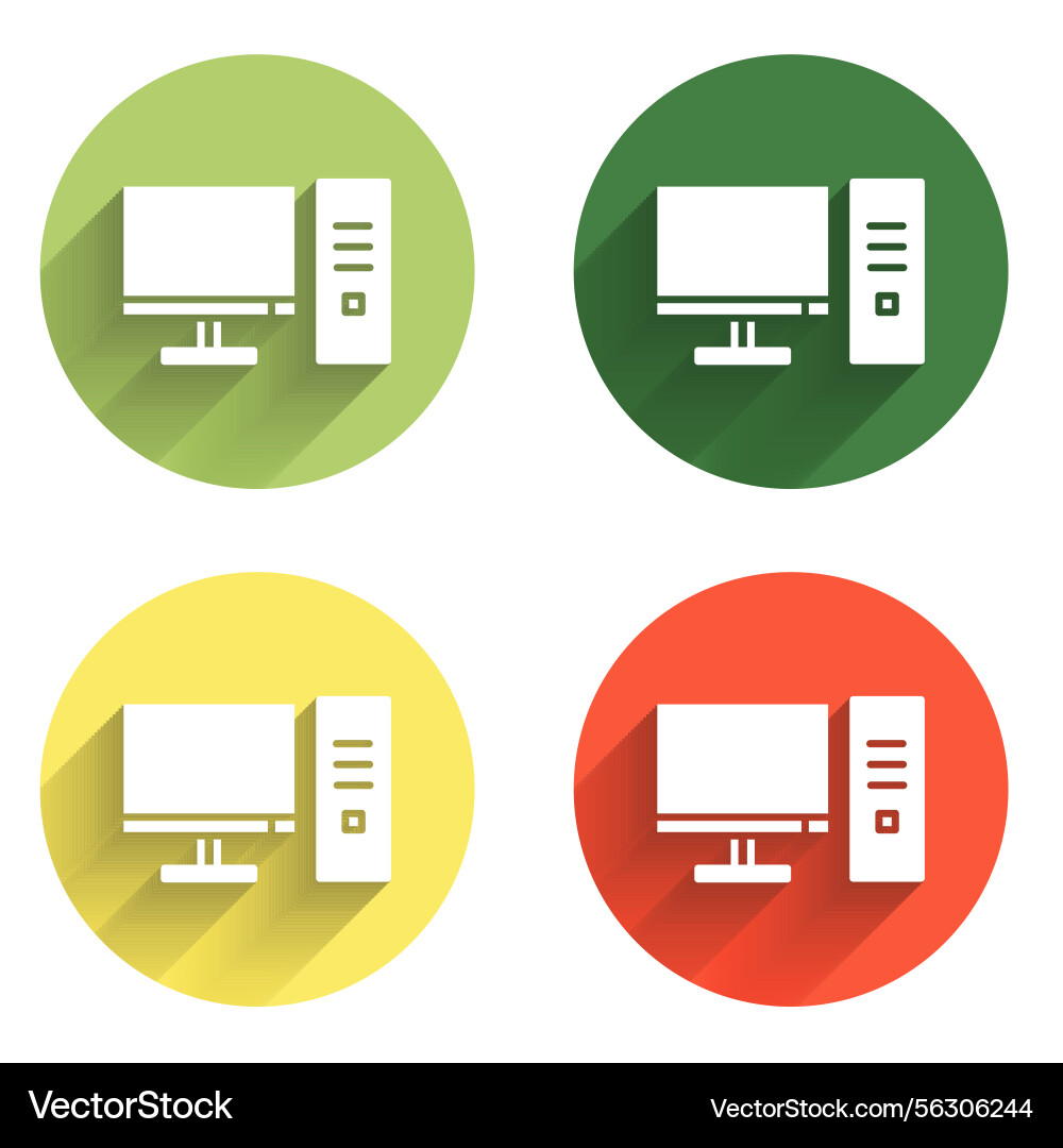 Set computer monitor icon isolated with long Vector Image