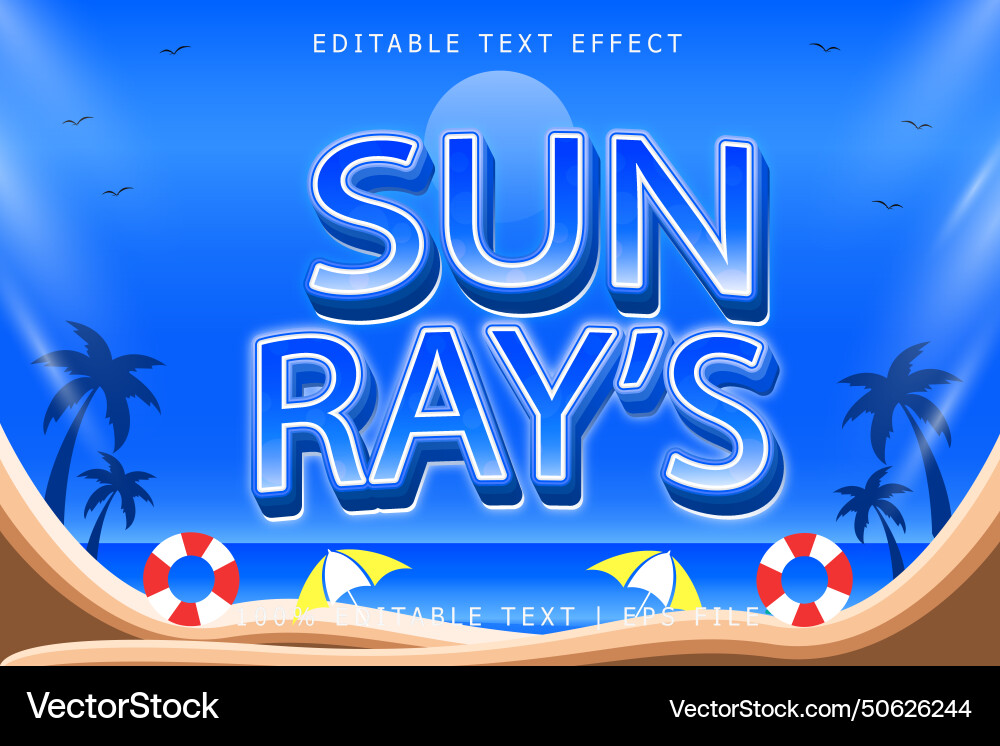 Sunrays editable text effect 3 dimension emboss Sunrays editable text effect 3 dimension emboss vector image
