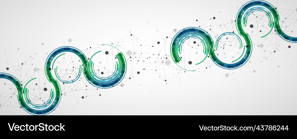 Technical background with plexus effect and wave Vector Image