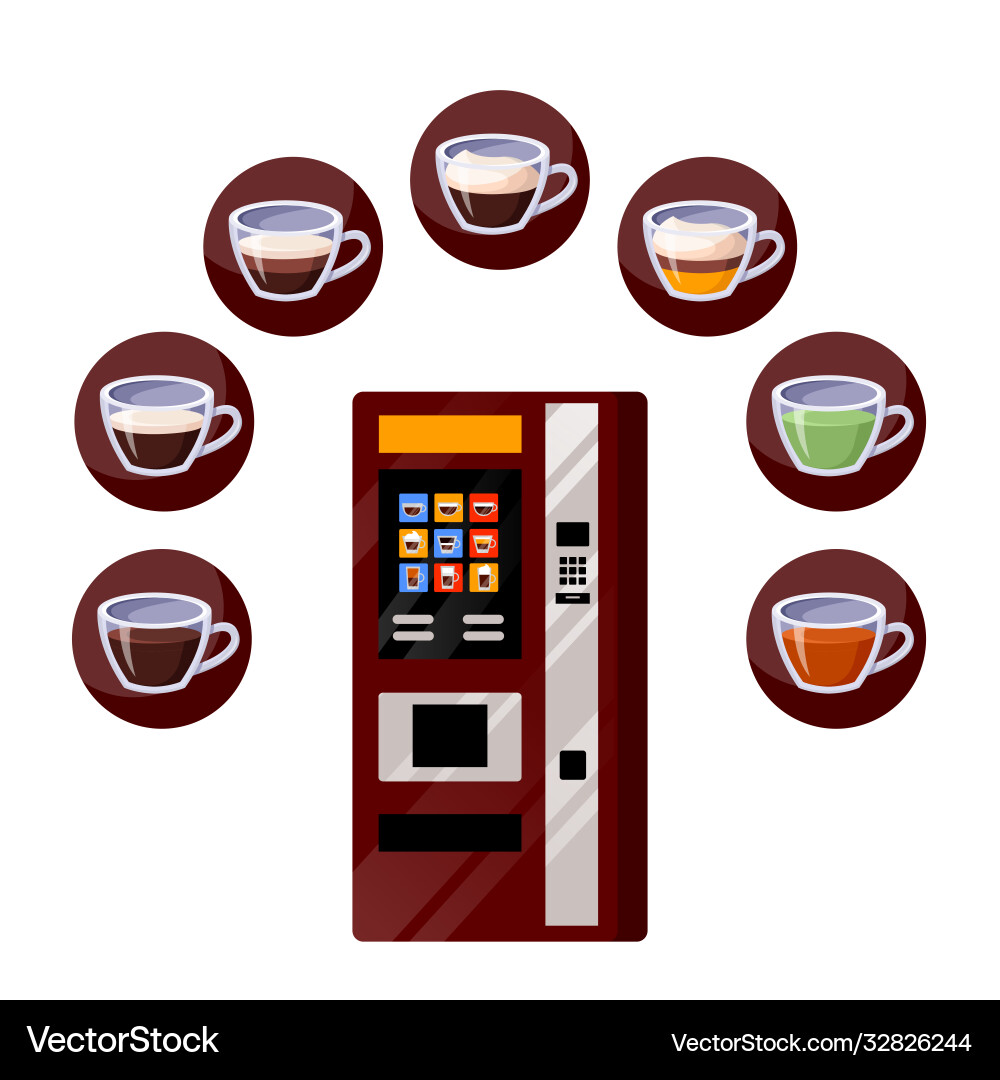 Vending automatic machine tea and coffee drinks Vending automatic machine tea and coffee drinks vector image