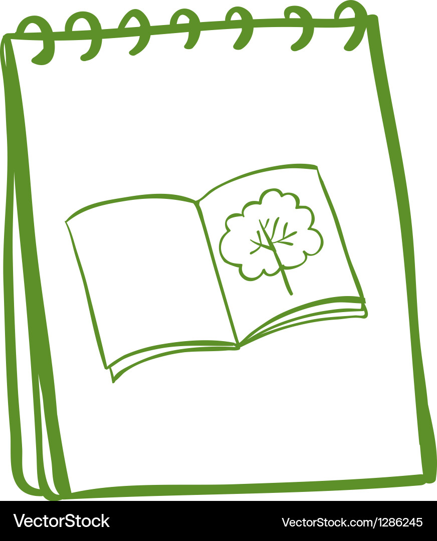 A green notebook with an image of book vector image