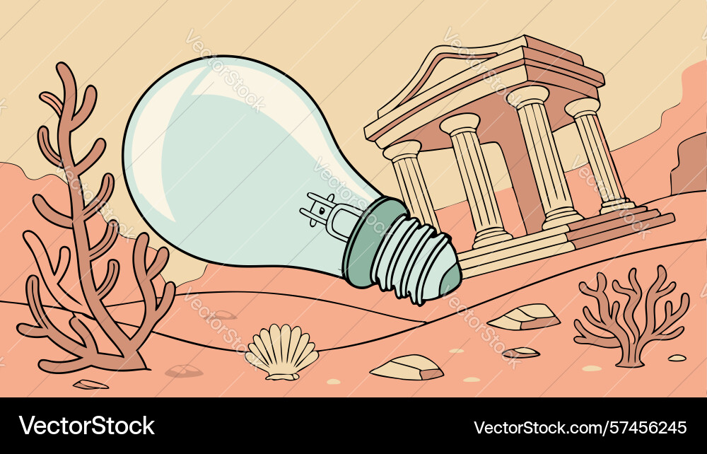 Ancient enlightenment lightbulb classical Vector Image