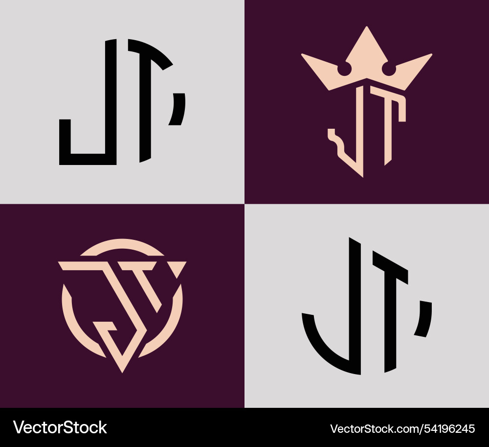 Creative simple initial letters jt logo designs Vector Image
