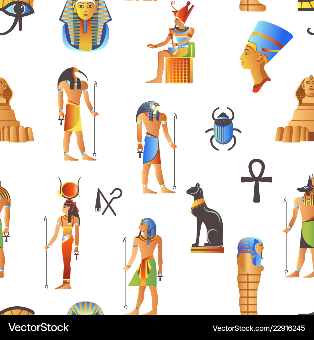 Egypt and egyptian mythological signs seamless Egypt and egyptian mythological signs seamless vector image