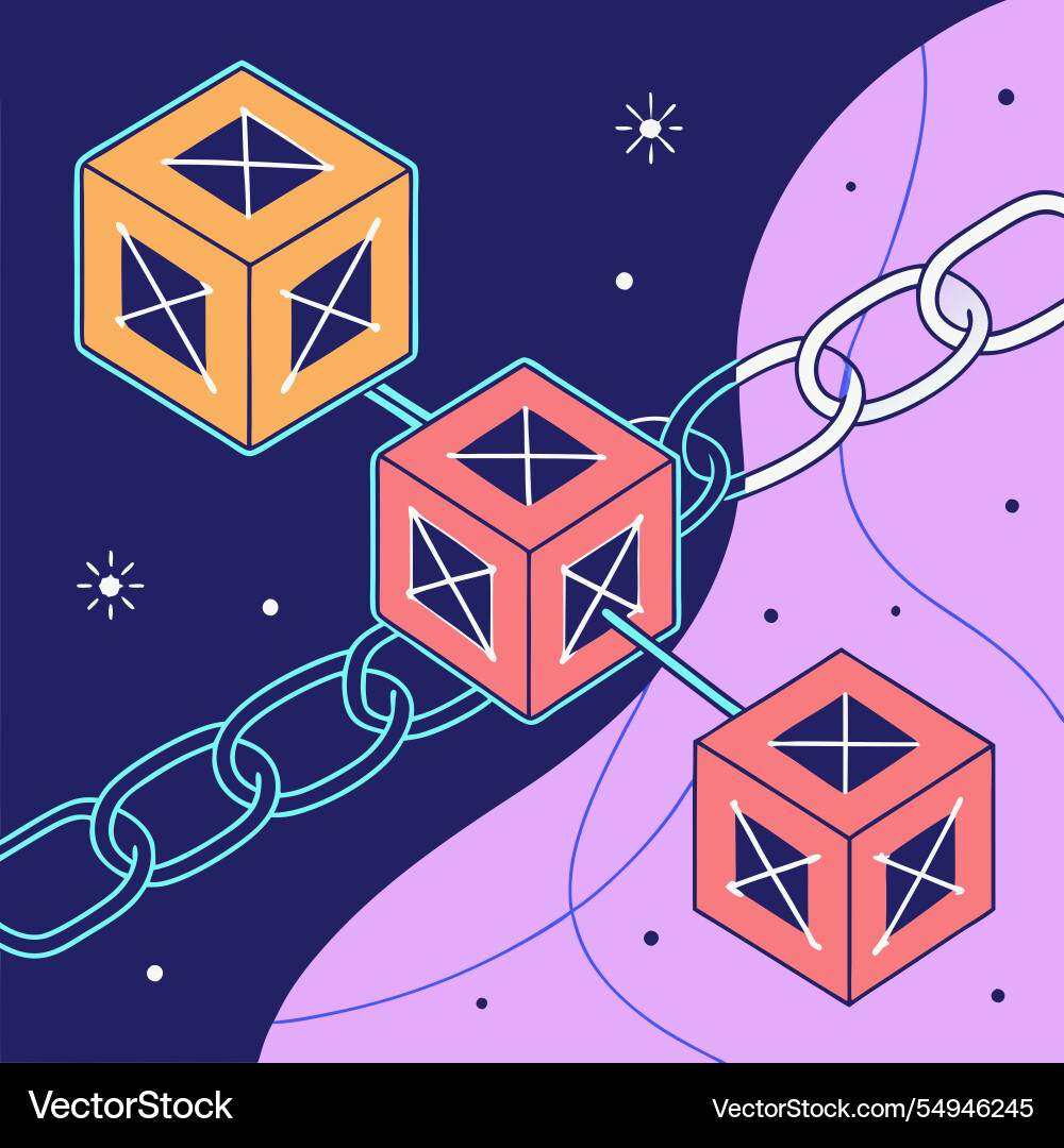 Futuristic abstract cubes as blockchain node vector image