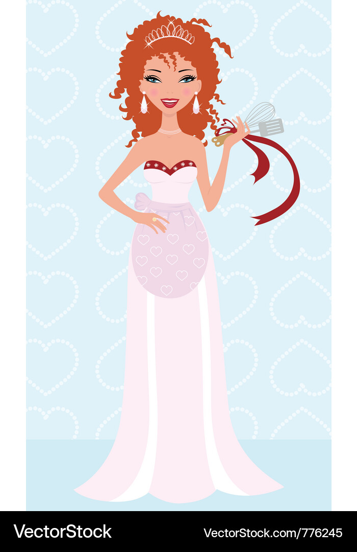 Ginger bride cooking up some love Vector Image
