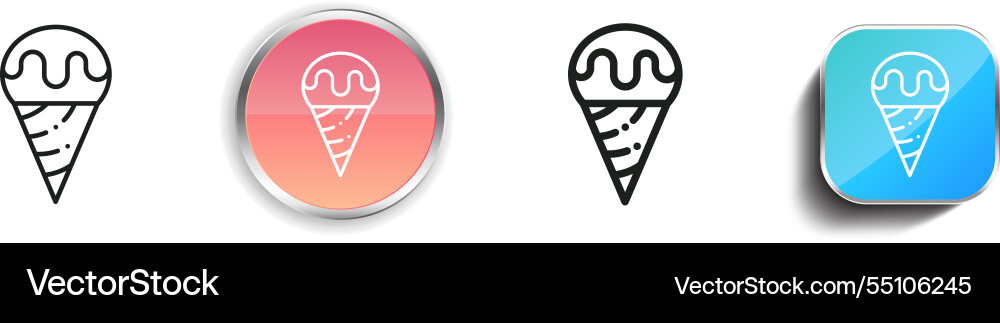 Ice cream icon thin linear regular and button vector image