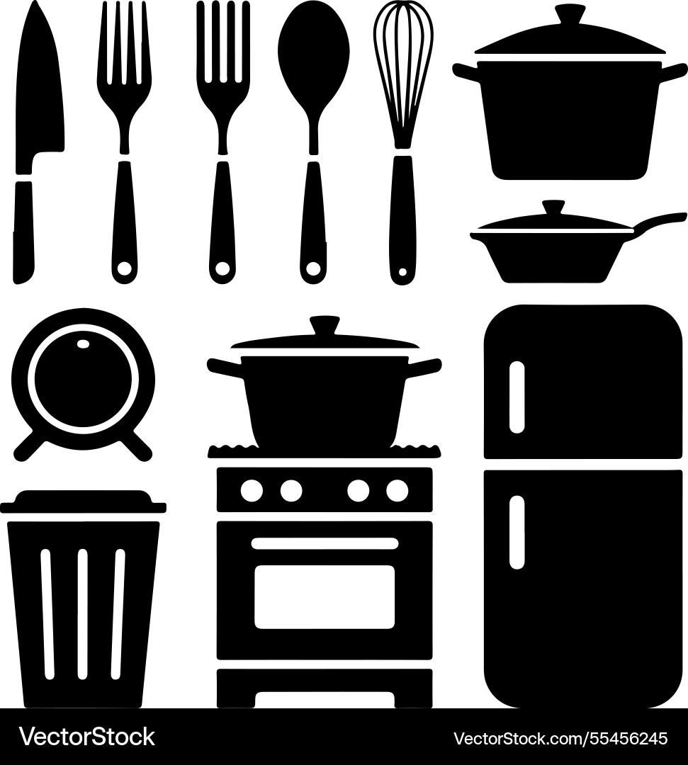 Küche Icon Set Silhouette Design Küche Icon Set Silhouette Design vektorbild