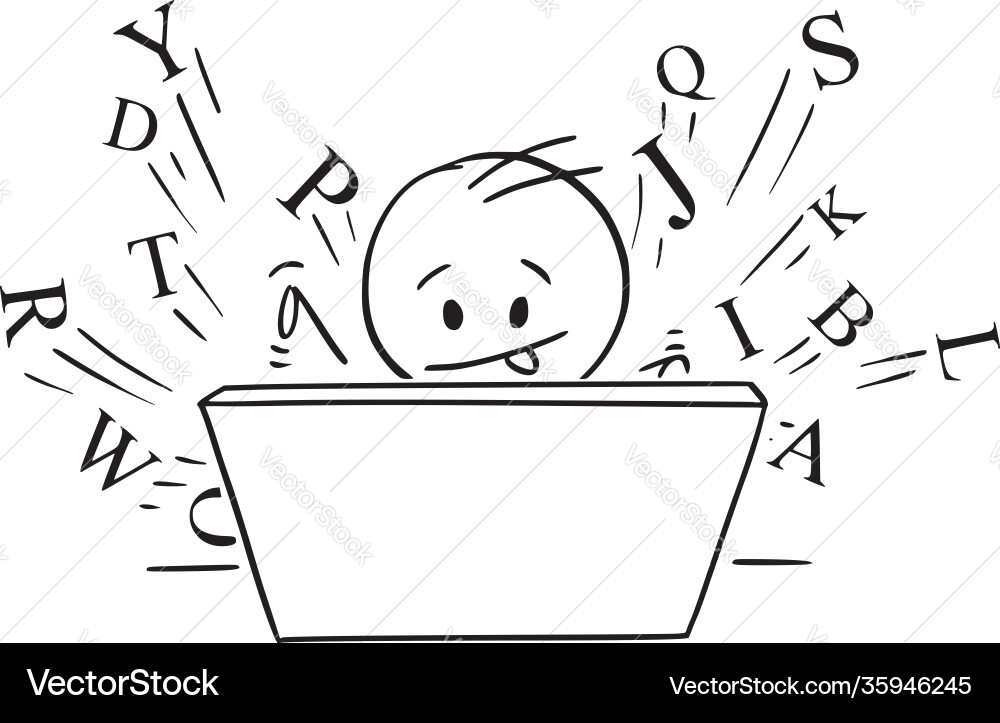 Man Typing on Computer - Writing Concept vector image