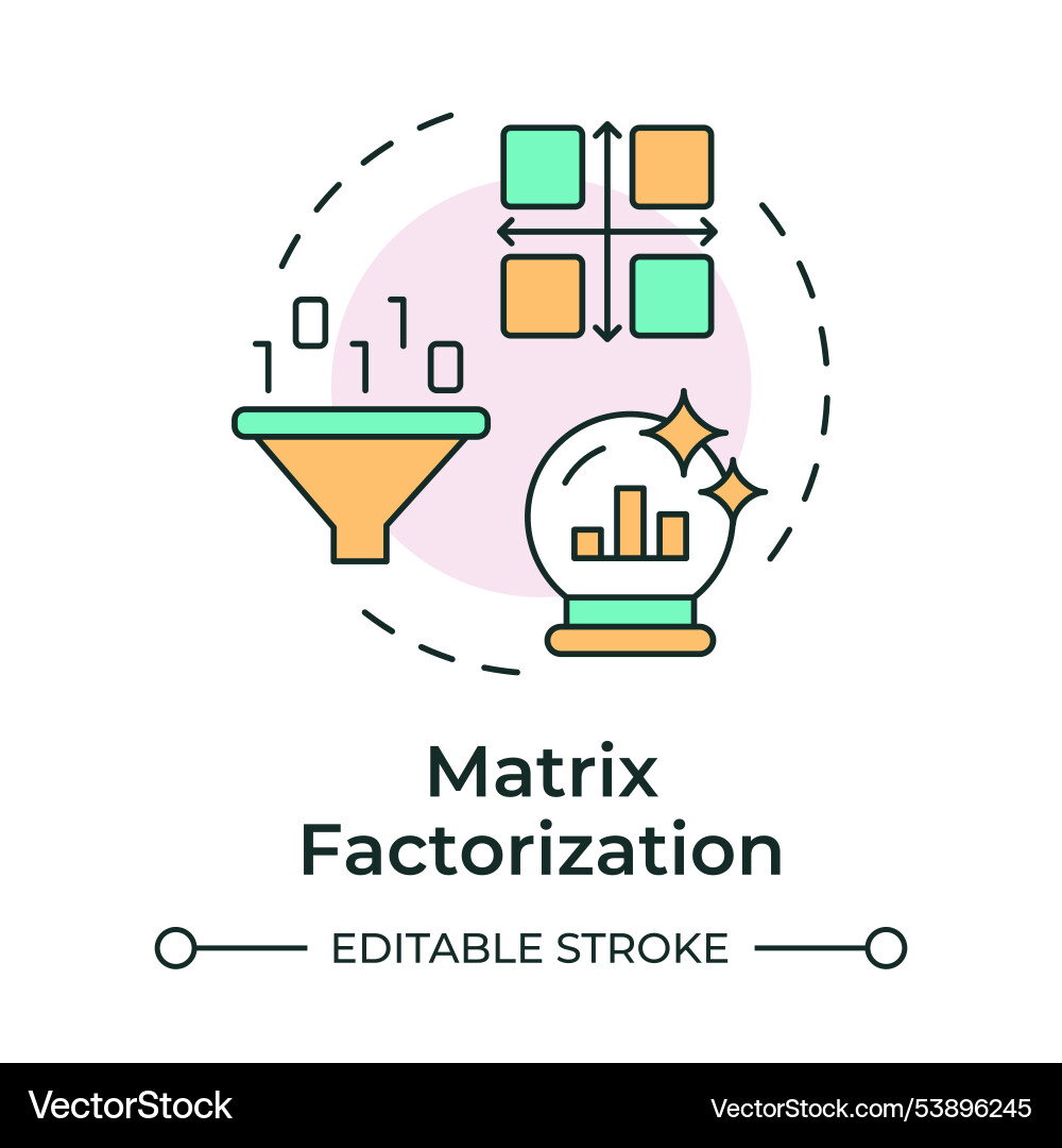 Matrix factorization multi color concept icon Matrix factorization multi color concept icon Vector Image