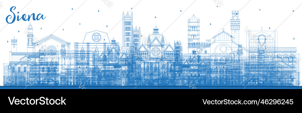 Outline siena tuscany italy city skyline Outline siena tuscany italy city skyline vector image