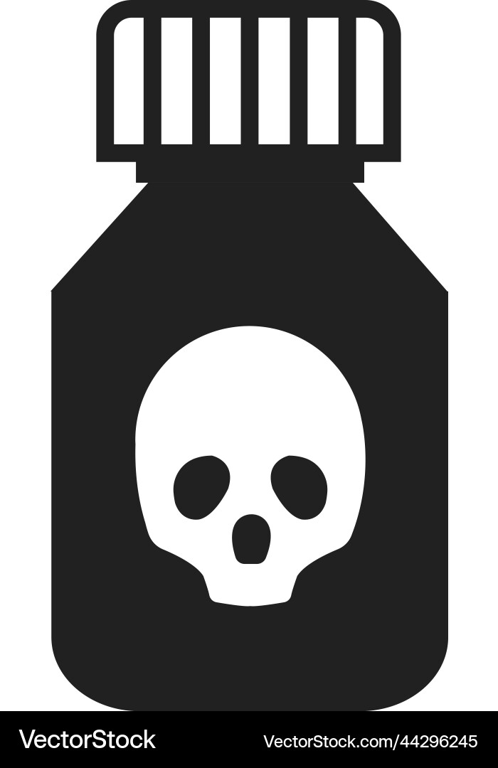 Poison bottle icon black container with skull Poison bottle icon black container with skull vector image