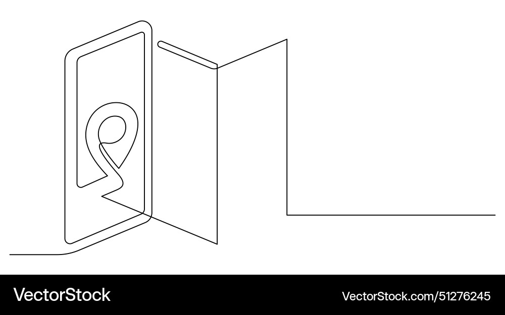 Smartphone navigation system map folded one line Vector Image