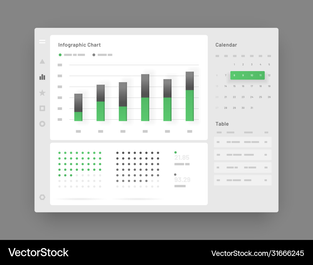 Web app dashboard ui and ux kit infographic tools vector image