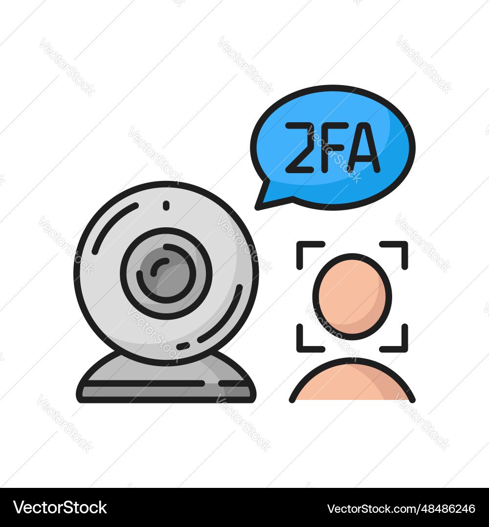2fa two factor verification on camera face check vector image