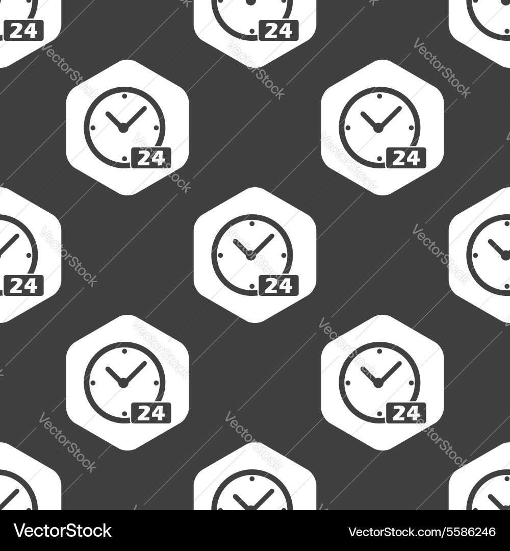 Black hexagon clock 24 pattern vector image