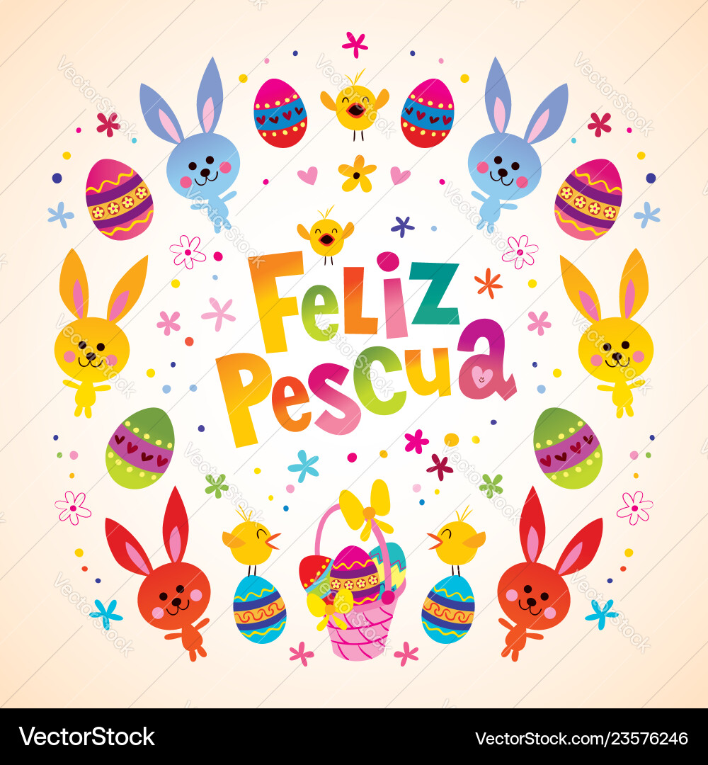 Easter Celebration - Happy Easter in Spanish Vector Image