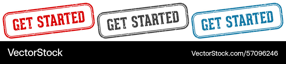 Get started stamp rectangular Vector Image