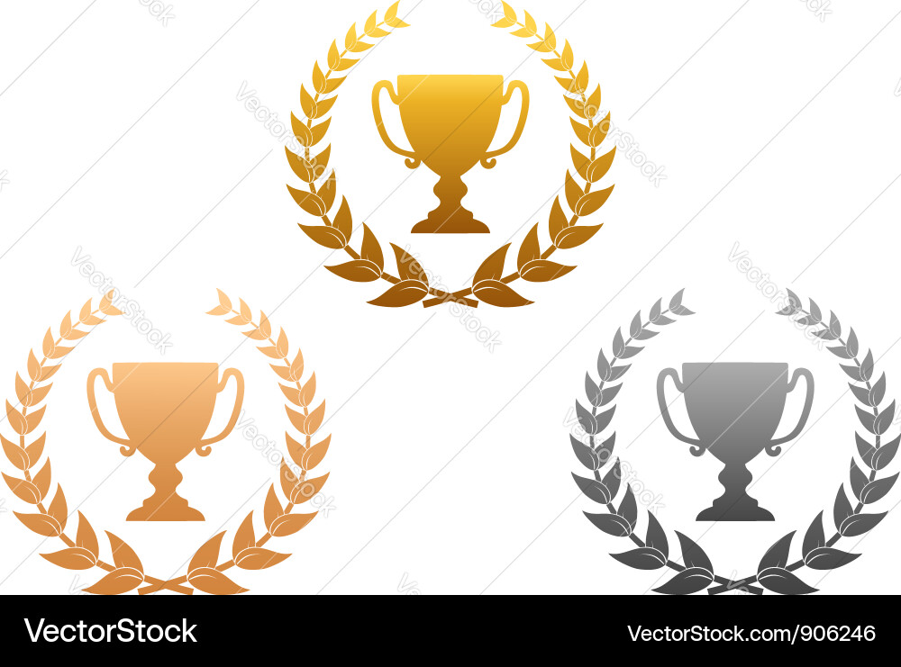 Golden Silver Bronze Awards mit Kranz Vektorbild
