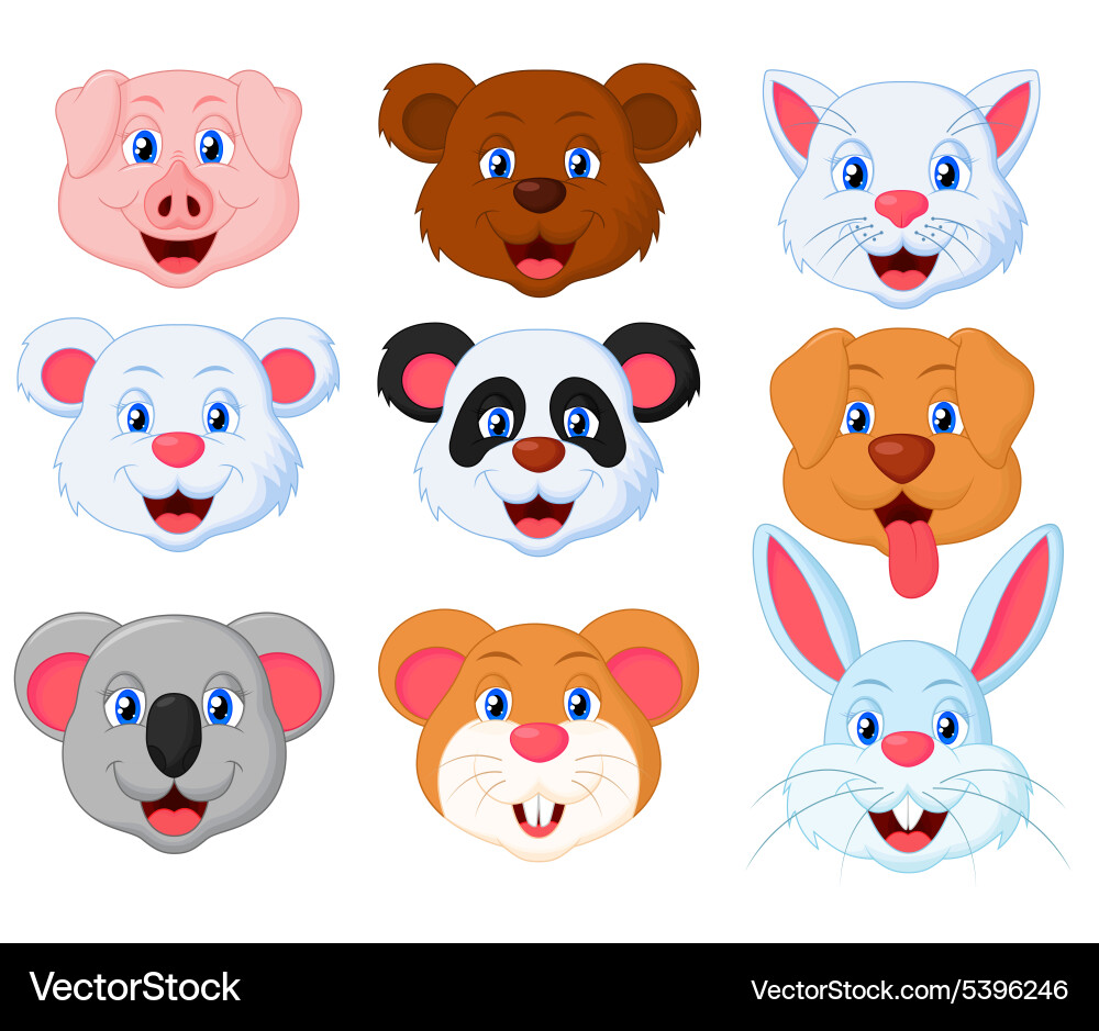 Head cute pet set Royalty Free Vector Image - VectorStock