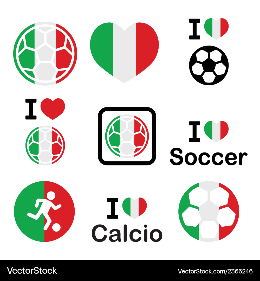 Italian Football Soccer Icons Vector Image