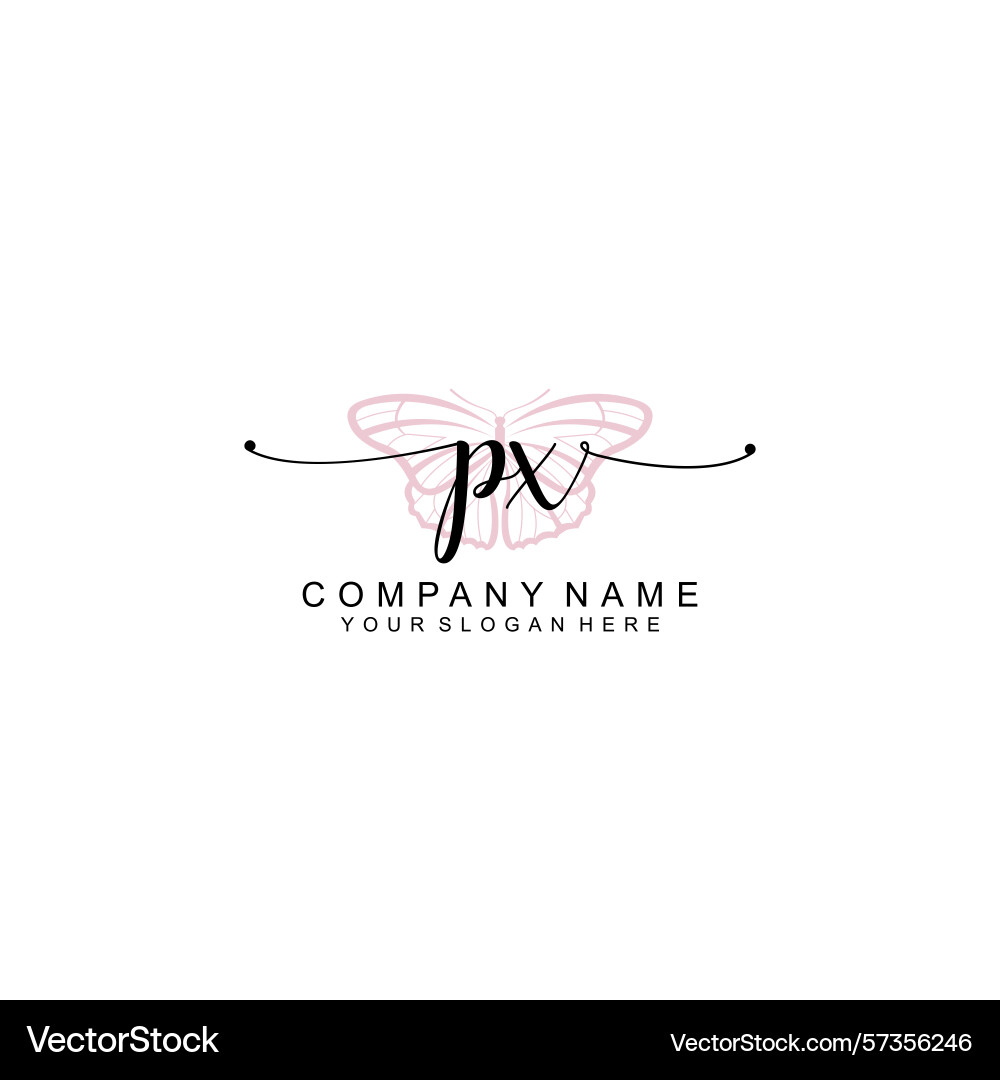 Minimalist handwritten px initial logos with soft Minimalist handwritten px initial logos with soft Vector Image