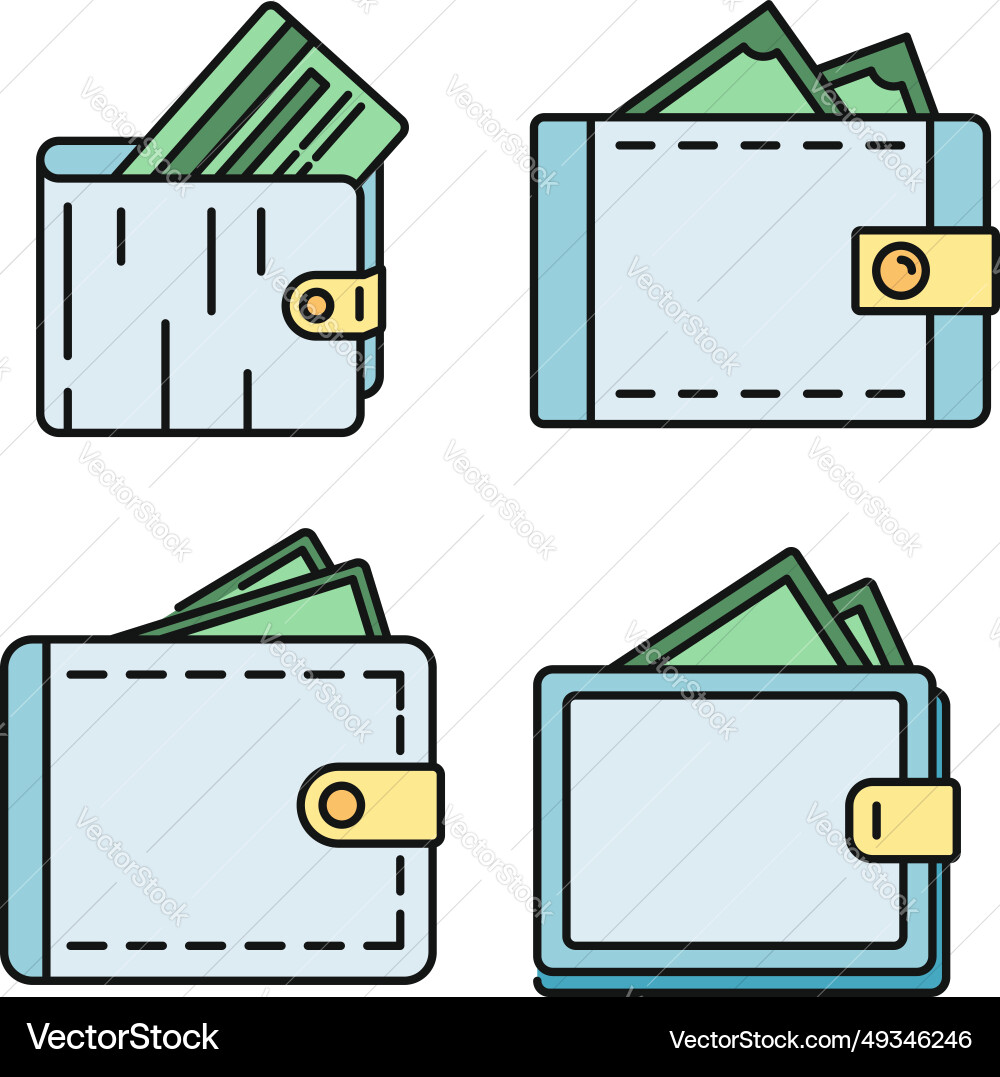 Modern wallet icons set color Modern wallet icons set color vector image