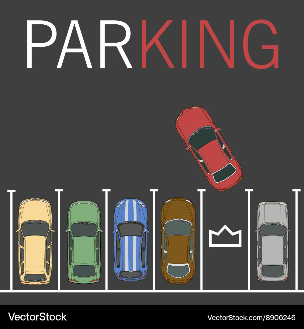 Parking Lot with Cars Royalty Free Vector Image