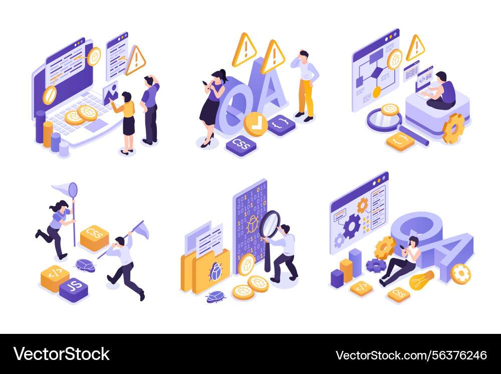 Qa isometric original set Qa isometric original set vector image