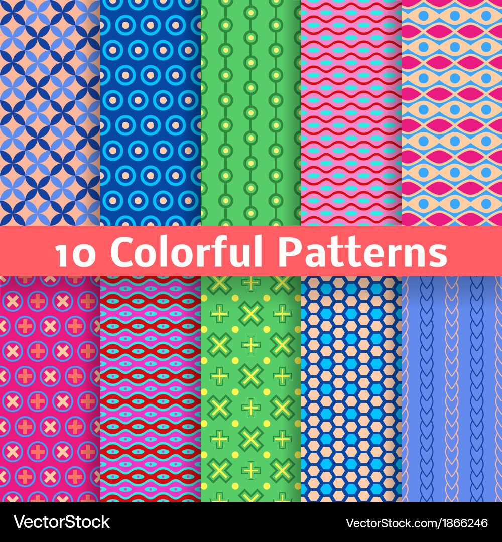 Vibrant Colorful Pattern Collection Vector Image