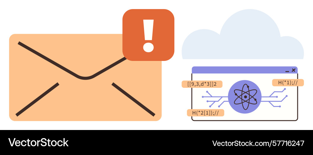Email notification with alert and data Email notification with alert and data vector image