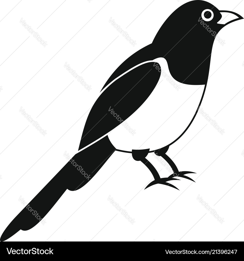Magpie bird icon simple style Magpie bird icon simple style vector image