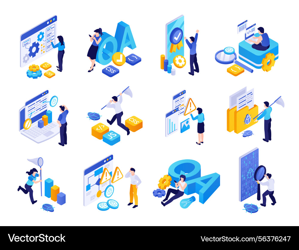 Qa isometric original set Qa isometric original set vector image