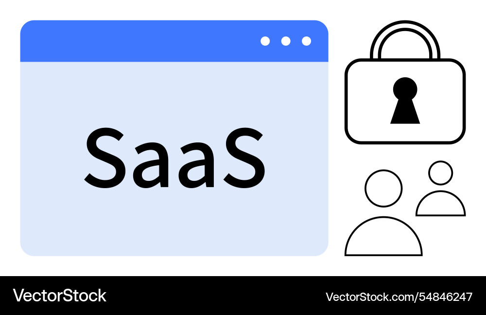 Saas application with security features and user Saas application with security features and user vector image