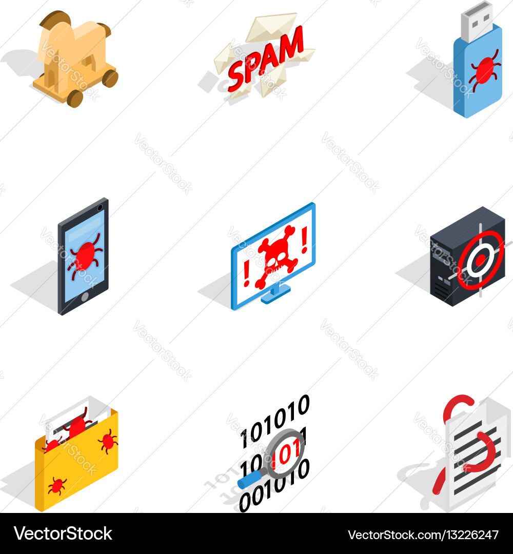 Schutz- und Sicherheits-Icons isometrisch 3d-Stil Vektorbild